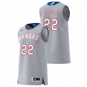 Men's Kansas Jayhawks College Basketball #22 Gray Silvio De Sousa Replica Swingman Jersey