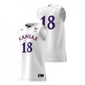 Male Kansas Jayhawks Adidas Replica #18 White College Basketball Swingman Jersey