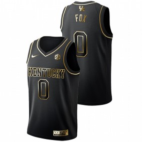 De'Aaron Fox Kentucky Wildcats Black Golden Edition College Basketball Limited Jersey