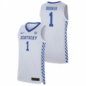 Men's Kentucky Wildcats #1 White Devin Booker College Basketball Jersey