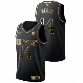 Men's Kentucky Wildcats #14 Black Tyler Herro Golden Limited College Basketball Jersey