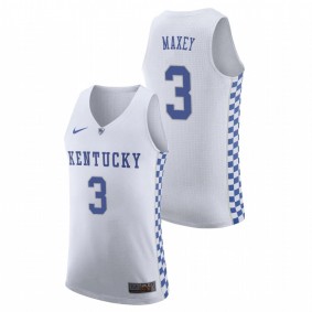 Men's Kentucky Wildcats College Basketball #3 White Tyrese Maxey Replica Jersey