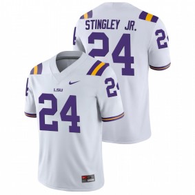 Men's LSU Tigers Derek Stingley Jr. White College Football Game Nike Jersey