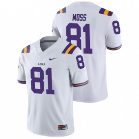 Men's LSU Tigers Thaddeus Moss White College Football Game Nike Jersey