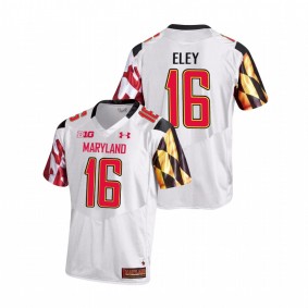 Men's Maryland Terrapins Ayinde Eley White College Football Game Under Armour Jersey