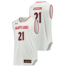 Male Maryland Terrapins College Basketball #21 White Justin Jackson Replica Jersey