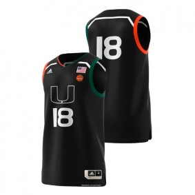 Male Miami Hurricanes Adidas Replica #18 Black College Basketball Swingman Jersey