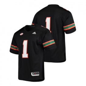 Male Miami Hurricanes Adidas #1 Black College Football Premier Jersey