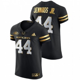 Men's Miami Hurricanes Bradley Jennings Jr. #44 Black Golden Edition Authentic Jersey