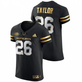 Men's Miami Hurricanes Sean Taylor #26 Black Golden Edition Authentic Jersey