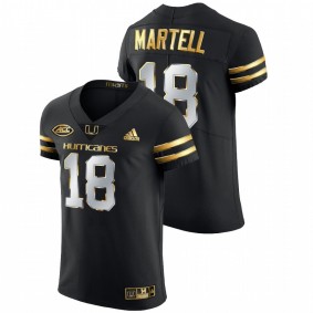 Men's Miami Hurricanes Tate Martell #18 Black Golden Edition Authentic Jersey