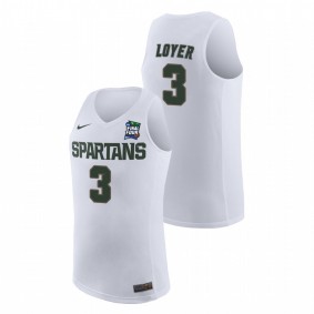 Men's Michigan State Spartans Replica #3 Foster Loyer 2019 Final-Four Jersey - White