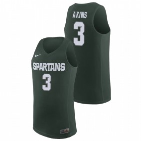 Jaden Akins #3 Green Michigan State Spartans Basketball Replica Jersey