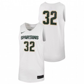 Men's Michigan State Spartans College Basketball #32 White Nike Replica Jersey