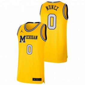 Men's Michigan Wolverines #0 Maize Adrien Nunez Basketball Retro Limited Jersey