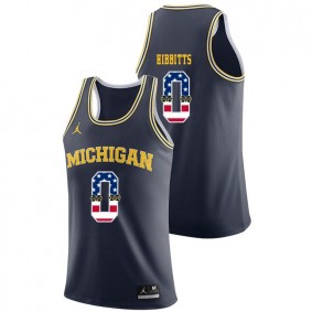 Male Michigan Wolverines College Basketball Jordan Brand #0 Navy Brent Hibbitts USA Flag Jersey