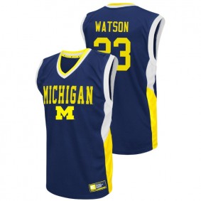 Male Michigan Wolverines College Basketball #23 Blue Ibi Watson Fadeaway Jersey