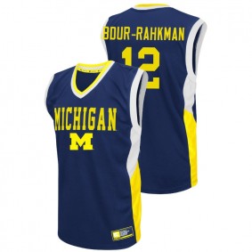 Male Michigan Wolverines College Basketball #12 Blue Muhammad-Ali Abdur-Rahkman Fadeaway Jersey