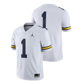 Male Michigan Wolverines Jordan Brand #1 White College Football 2018 Game Jersey