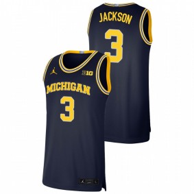 Men's Michigan Wolverines #3 Navy Zeb Jackson Basketball Limited Jersey