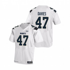 Men's Navy Midshipmen Daniel Davies #47 White Replica Football Jersey