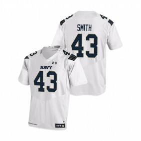 Men's Navy Midshipmen Nelson Smith #43 White Replica Football Jersey