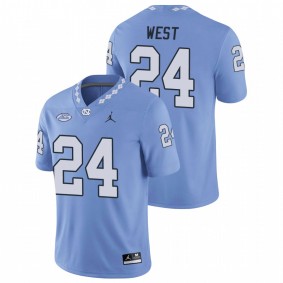 Men's North Carolina Tar Heels Ethan West Carolina Blue Replica Football Game Jersey