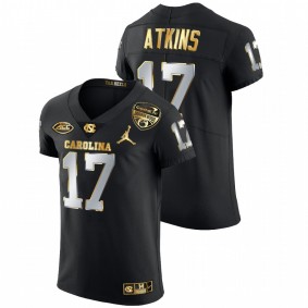 Men's North Carolina Tar Heels Grayson Atkins Black 2021 Orange Bowl Golden Edition Jersey