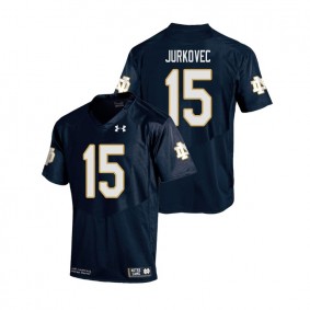 Male Notre Dame Fighting Irish Under Armour #15 Navy Phil Jurkovec College Football Replica Jersey