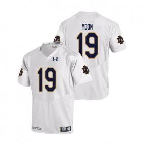 Male Notre Dame Fighting Irish Under Armour #19 White Justin Yoon College Football Replica Jersey