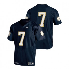 Male Notre Dame Fighting Irish Under Armour #7 Navy College Football Authentic Performance Jersey