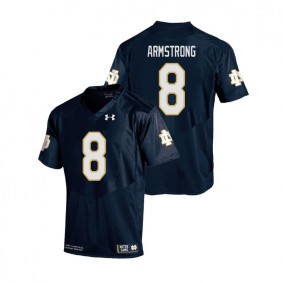 Male Notre Dame Fighting Irish Under Armour #8 Navy Jafar Armstrong College Football Replica Jersey