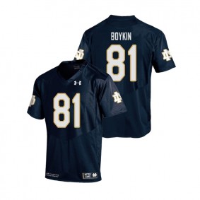 Male Notre Dame Fighting Irish Under Armour #81 Navy Miles Boykin College Football Replica Jersey