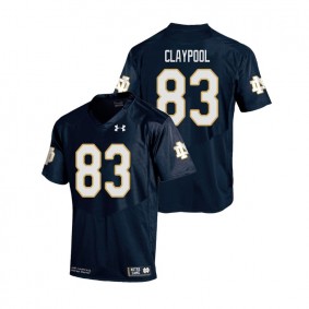 Male Notre Dame Fighting Irish Under Armour #83 Navy Chase Claypool College Football Replica Jersey