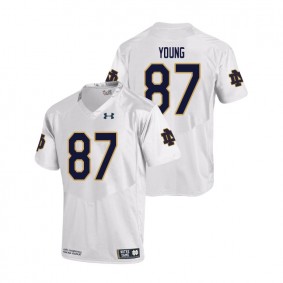 Male Notre Dame Fighting Irish Under Armour #87 White Michael Young College Football Replica Jersey