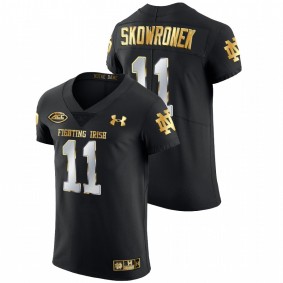 Men's Notre Dame Fighting Irish Ben Skowronek Black Golden Edition Authentic Jersey