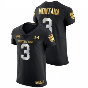 Men's Notre Dame Fighting Irish Joe Montana Black Golden Edition Authentic Jersey