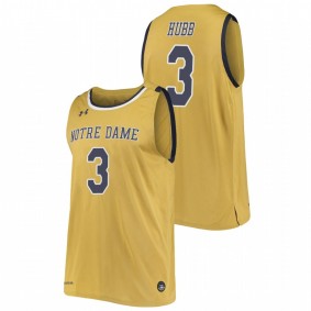 Men's Notre Dame Fighting Irish #3 Gold Prentiss Hubb College Basketball Replica Jersey