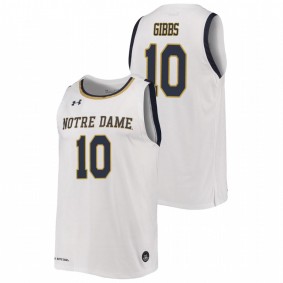 Men's Notre Dame Fighting Irish 2019-20 #10 White T.J. Gibbs College Basketball Replica Jersey