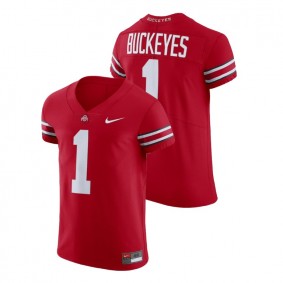 Male Ohio State Buckeyes Nike #1 Scarlet Football Elite V-Neck Jersey