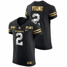 Men's Ohio State Buckeyes Chase Young Black 2021 National Championship Golden Edition Jersey