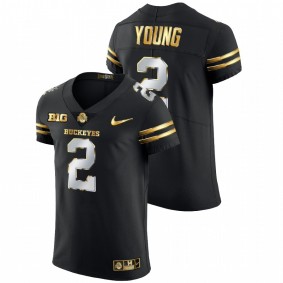 Men's Ohio State Buckeyes Chase Young Black Golden Edition Authentic Jersey