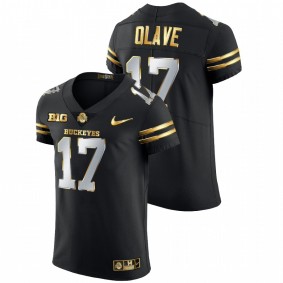 Men's Ohio State Buckeyes Chris Olave Black Golden Edition Authentic Jersey