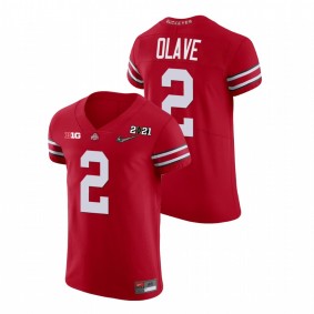 Men's Ohio State Buckeyes Chris Olave Scarlet 2021 National Championship Playoff Jersey