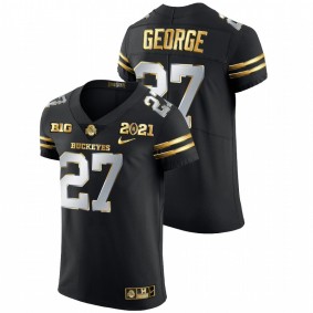 Men's Ohio State Buckeyes Eddie George Black 2021 National Championship Golden Edition Jersey