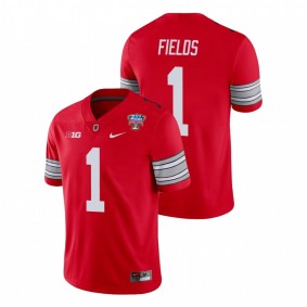 Men's Ohio State Buckeyes Justin Fields Scarlet 2021 Sugar Bowl Player Jersey