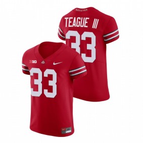 Men's Ohio State Buckeyes Master Teague III Scarlet College Football V-Neck Jersey