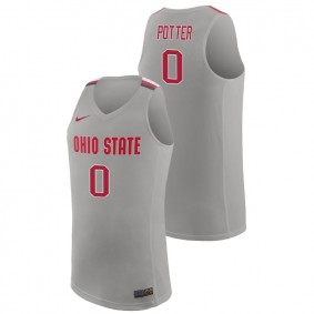 Male Ohio State Buckeyes College Basketball #0 Pure Gray Micah Potter Replica Jersey