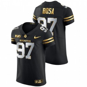 Men's Ohio State Buckeyes Nick Bosa Black Golden Edition Authentic Jersey