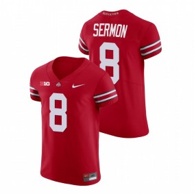 Men's Ohio State Buckeyes Trey Sermon Scarlet College Football V-Neck Jersey